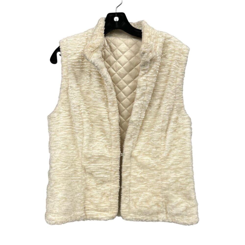 Ralph Lauren Vest M – Reversible Quilted Sherpa Cream NWT Cozy Luxury